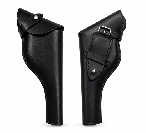 Black leather gun holster - holster, of