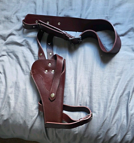 Brown leather gun holster - leather,