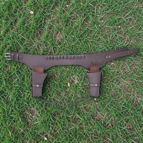 Brown leather double holster - brown,