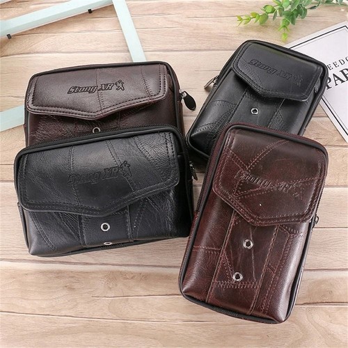 Men cowhide leather phone - men,
