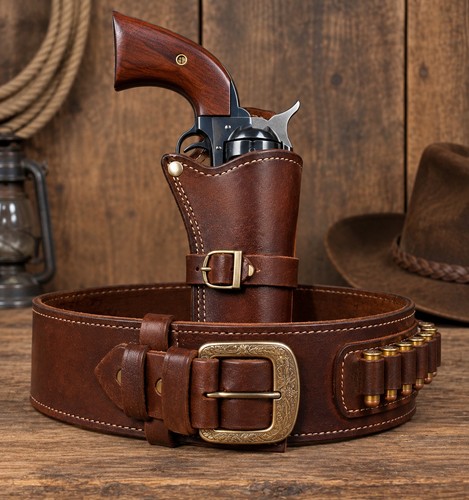Cowboy gun holster belt - cowboy, brown