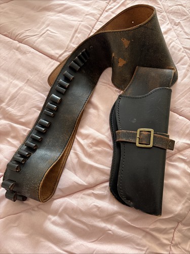 Western leather gun belt - leather,