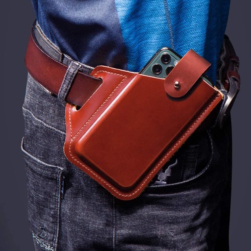 Leather belt phone pouch - belt,
