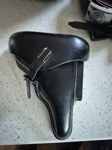 Replica black leather luger - leather,