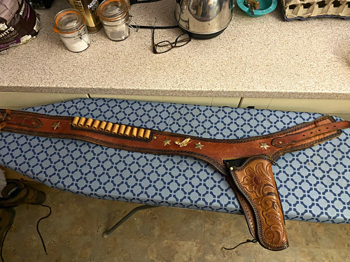 Tooled brown leather western - leather,