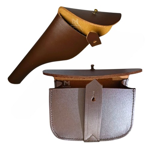 Brown leather ammo pouch sam - ammo,