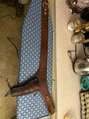 Tooled brown leather western - brown,