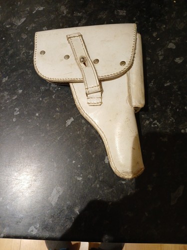 White leather pistol holster - white,